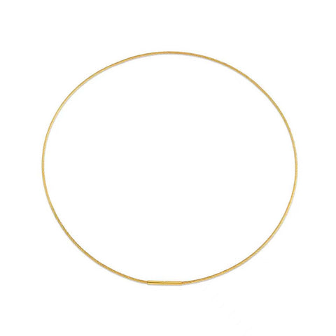 C015G Gold Structured Wire Choker Chain Necklace/ 1.2mm (An exclusive clasp design)