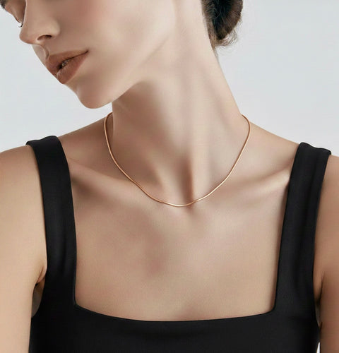 C030RG B.Tiff Thin Rose Gold Plated Coil Chain (An exclusive clasp design)