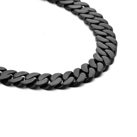 C160B B.Tiff 16mm Black Flat Cuban Link Necklace