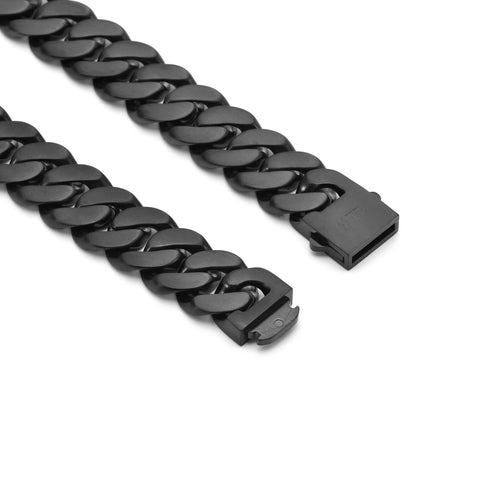 C160B B.Tiff 16mm Black Flat Cuban Link Necklace