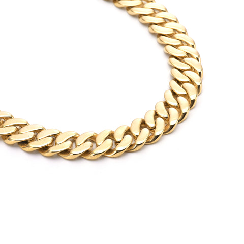 C160G B.Tiff 16mm Gold Plated Flat Cuban Link Necklace