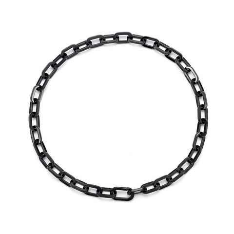 C200B B.Tiff Black Paperclip Chain Necklace
