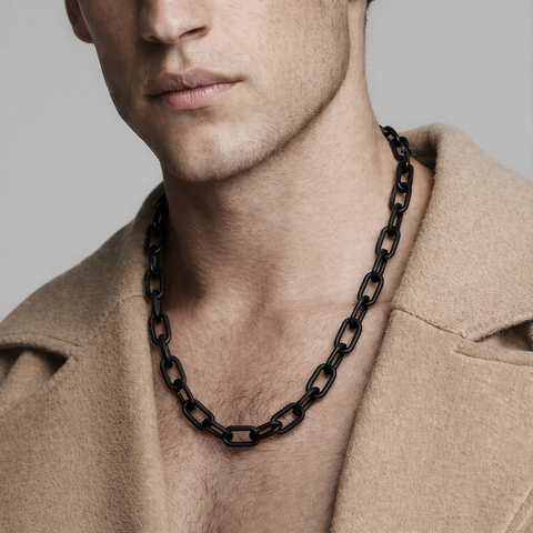 C200B B.Tiff Black Paperclip Chain Necklace