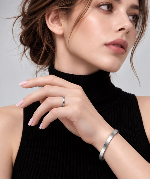 BG300W B.Tiff Simplicity Narrow Matte Bangle Bracelet