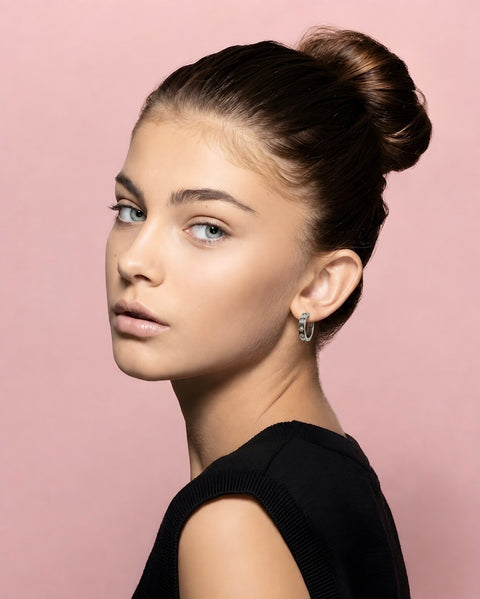 ER408W B.Tiff Pavé 16-Stone Hoop Earrings