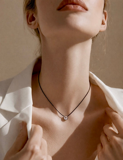 PT101B B.Tiff Black 1 ct Solitaire Pendant