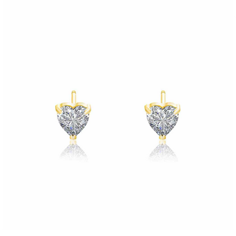 ER009G B.Tiff Gold .75 ct Heart Solitaire Stud Earrings