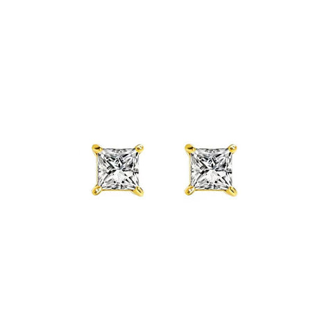 ER015G B.Tiff .75 ct Gold Princess Cut Stud Earrings