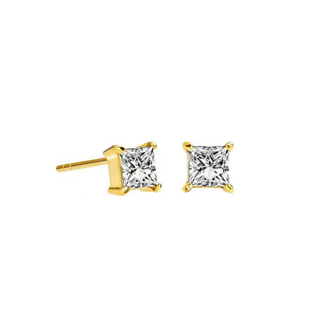 ER015G B.Tiff .75 ct Gold Princess Cut Stud Earrings