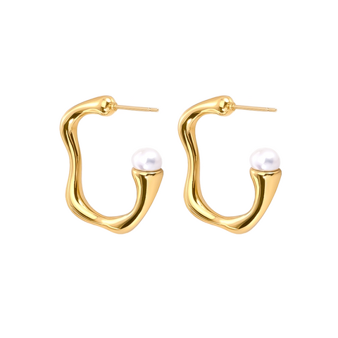 ER082G B.Tiff Rivière Freshwater Pearl Gold Earrings