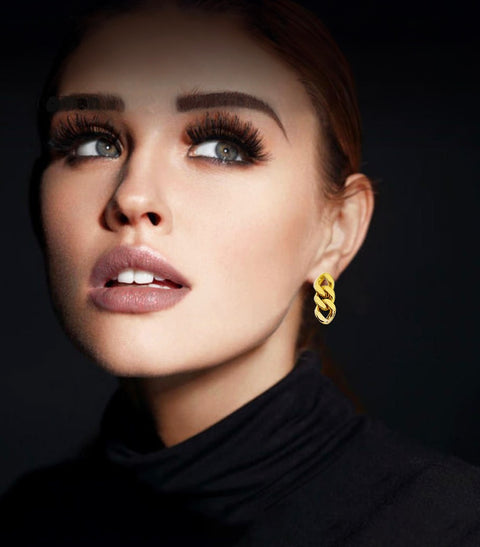 ER160G B.Tiff High Polish Gold Cuban Link Earrings