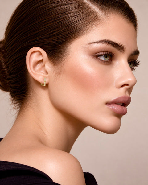 ER246G B.Tiff Gold Pavé L-Bar Earrings