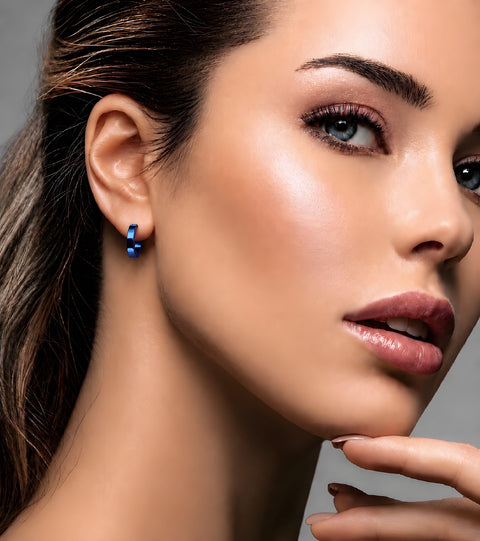 ER300BL B.Tiff Blue Hoop Earrings