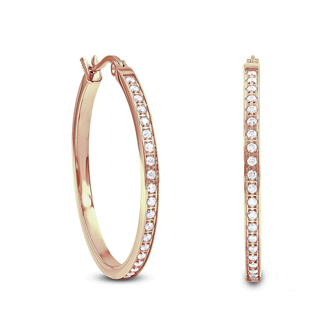 ER312RG B.Tiff Rose Gold Pavé 42-Stone Classic Medium Hoop Earrings
