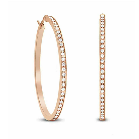 ER317RG B.Tiff Rose Gold Pavé 58-Stone Classic Large Hoop Earrings