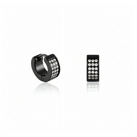 ER418B B.Tiff Black Pavé Huggie Earrings