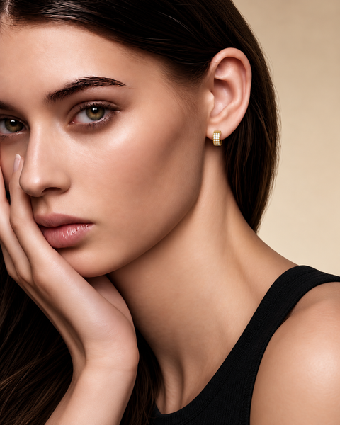 ER418G B.Tiff Gold Pavé Huggie Earrings