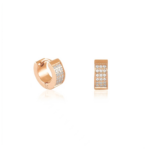 ER418RG B.Tiff Rose Gold Pavé Huggie Earrings