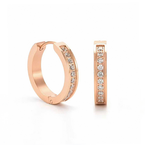 ER433RG B.Tiff Rose Gold Pavé 20-Stone Hoop Earrings