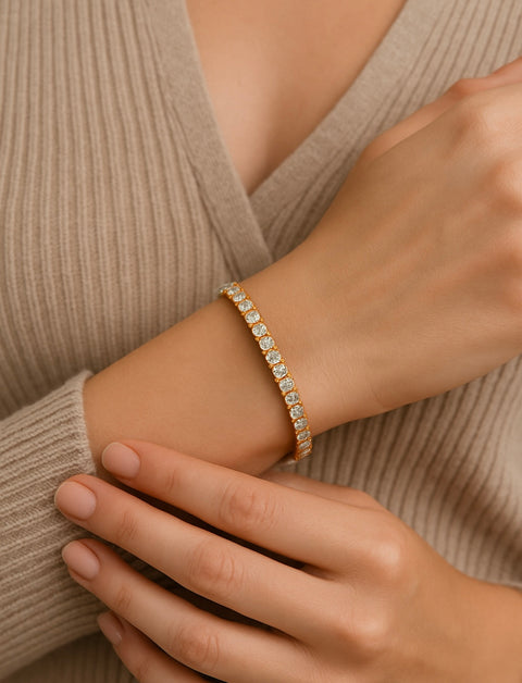 BG400G B.Tiff 4mm Gold Tennis Bracelet - Thin