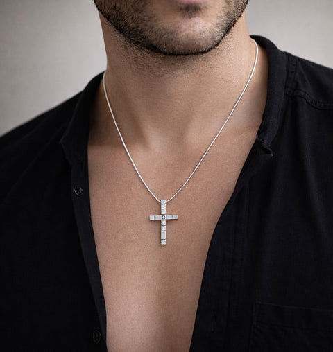 PT209W B.Tiff Box Cut Cross Pendant