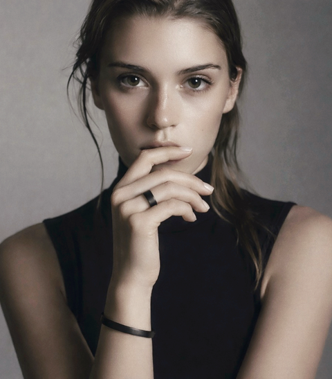 RG602B B.Tiff Black 2-Tone Beveled Edge High Tech Ceramic Ring