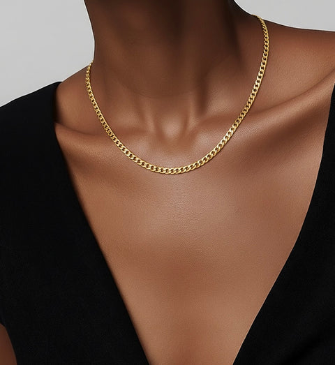 C012G B.Tiff 3mm Gold Curb Link Chain Necklace
