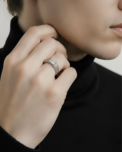 RG097W B.Tiff Tension 1 ct Princess Cut Tall Solitaire Ring