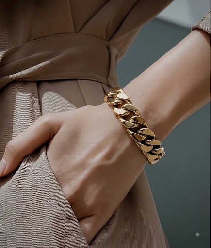 BG160G B.Tiff High Polish 16mm Gold Flat Cuban Link Bracelet