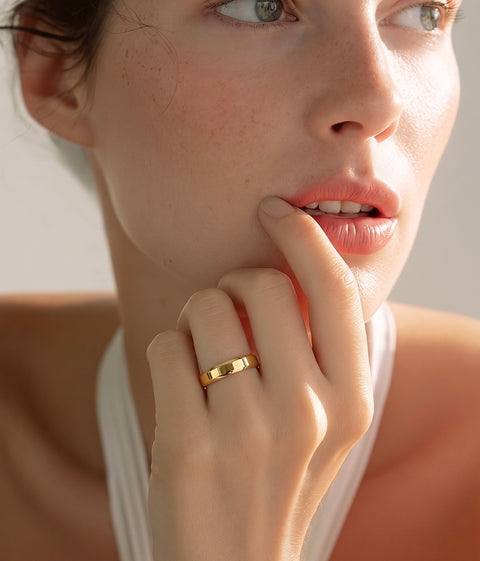 RG401G B.Tiff Gold Plated High Polish Beveled Edge Ring