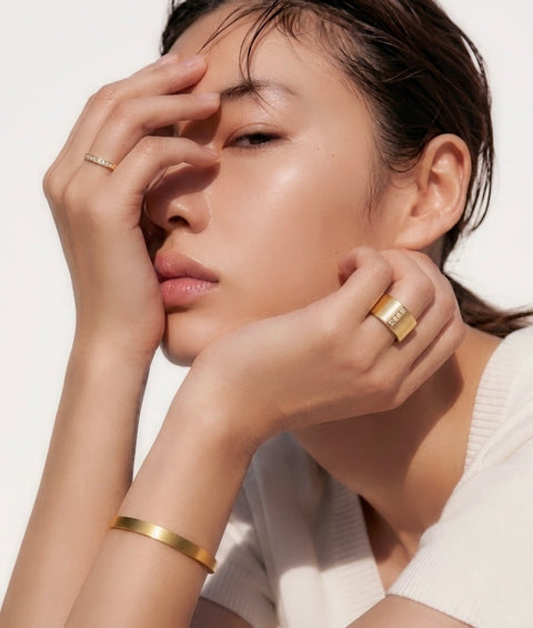 BG300G B.Tiff Simplicity Narrow Matte Gold Bangle Bracelet