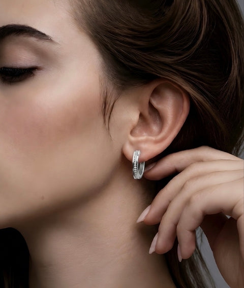 ER411W B.Tiff Pavé 34-Stone Hoop Earrings
