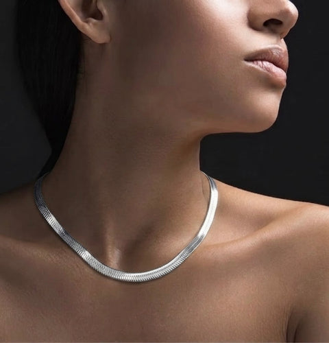 C006W B.Tiff Herringbone Chain Necklace/ 6mm