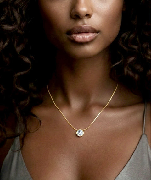 PT201G B.Tiff Gold 2 ct Solitaire Pendant