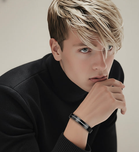 BG1212B B.Tiff Black Eternity 38 Bangle Bracelet