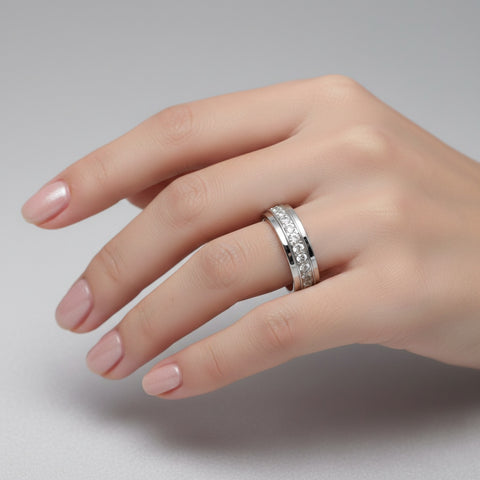 RG150W B.Tiff .02 ct Center Row Wide Eternity Ring