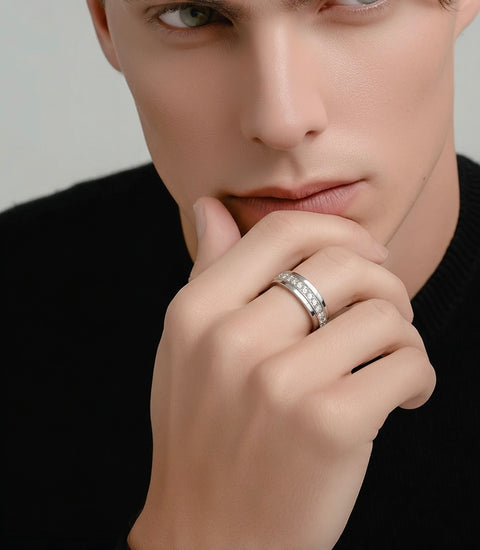 RG150W B.Tiff .02 ct Center Row Wide Eternity Ring