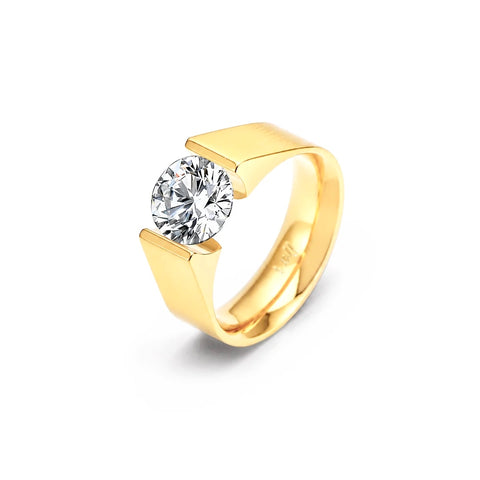 RG093MG B.Tiff 2 ct Moissanite Round Gold Solitaire Engagement Ring