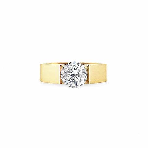 RG093MG B.Tiff 2 ct Moissanite Round Gold Solitaire Engagement Ring