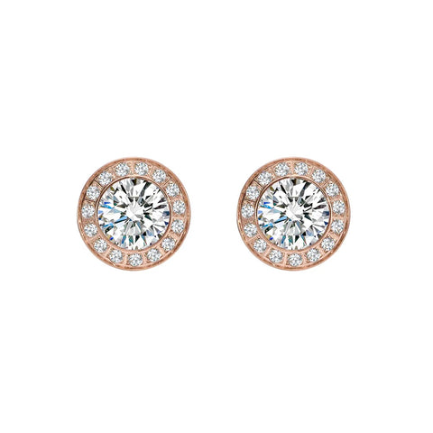 ER125RG B.Tiff Rose Gold Pavé 1 ct Aŭreolo Earrings