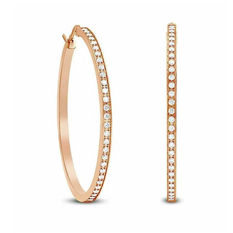 ER317RG B.Tiff Rose Gold Pavé 58-Stone Classic Large Hoop Earrings