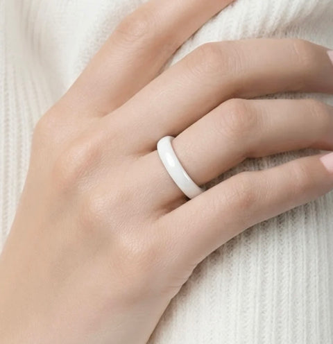 RG106WP B.Tiff Plain White Ceramic Ring