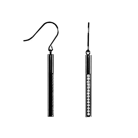 ER318B B.Tiff Black Pavé 14-Stone Dangling Bar Earrings