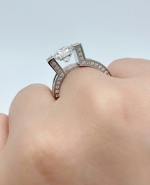 RG108W-111W B.Tiff 2ct Round Solitaire Interlocking Engagement Ring & Eternity Band Set