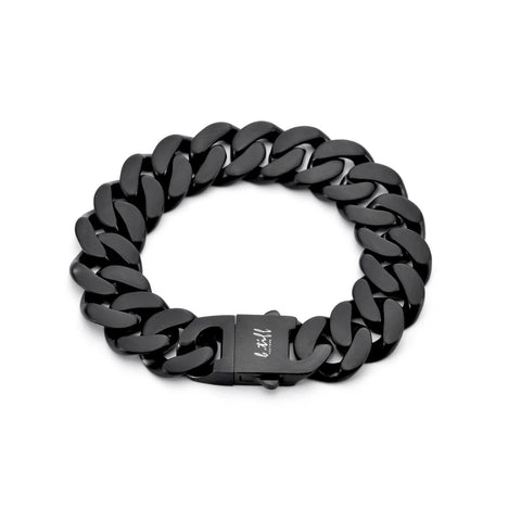BG160B B.Tiff 16mm Black Flat Cuban Link Bracelet