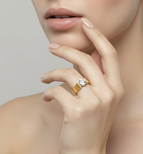 RG093G B.Tiff Gold 2 ct Round Solitaire Engagement Ring