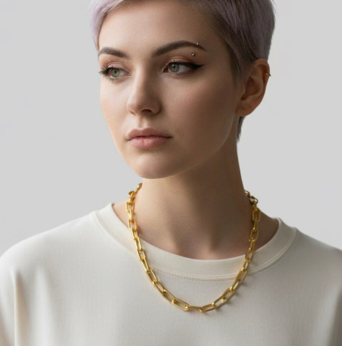C200G B.Tiff High Polish Gold Paperclip Chain Necklace