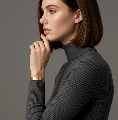 BG223RG B.Tiff 4-Stone Matte Rose Gold Wide Bangle Bracelet