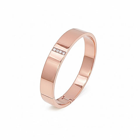 BG223RGP B.Tiff 4-Stone High Polish Rose Gold Wide Bangle Bracelet