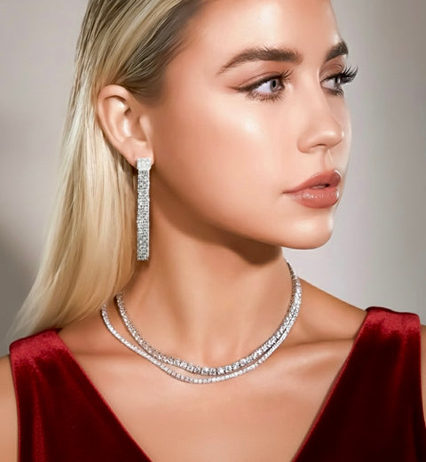 ER808W B.Tiff Pavé Hex Tassel Earrings